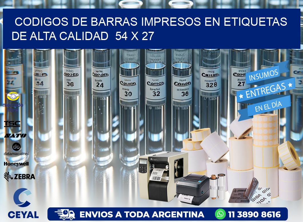 Codigos de Barras Impresos en Etiquetas de Alta Calidad  54 x 27