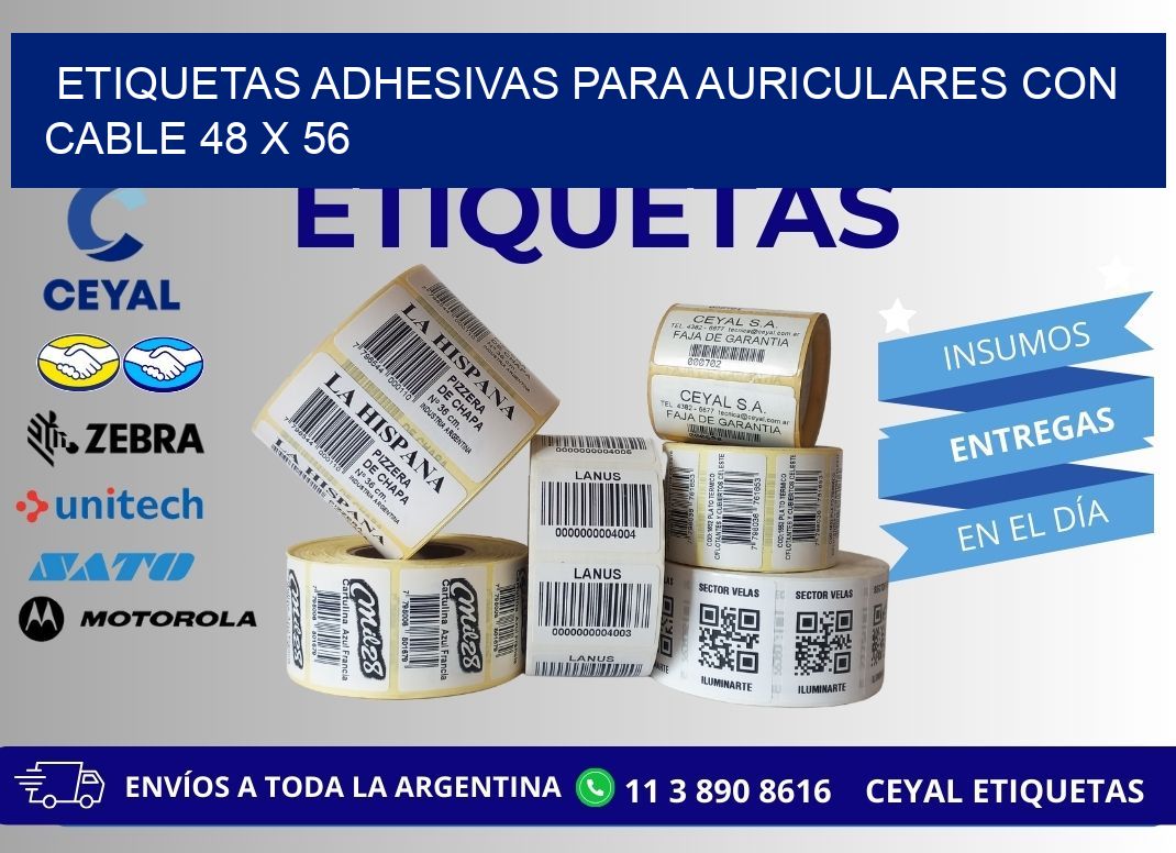 ETIQUETAS ADHESIVAS PARA AURICULARES CON CABLE 48 x 56