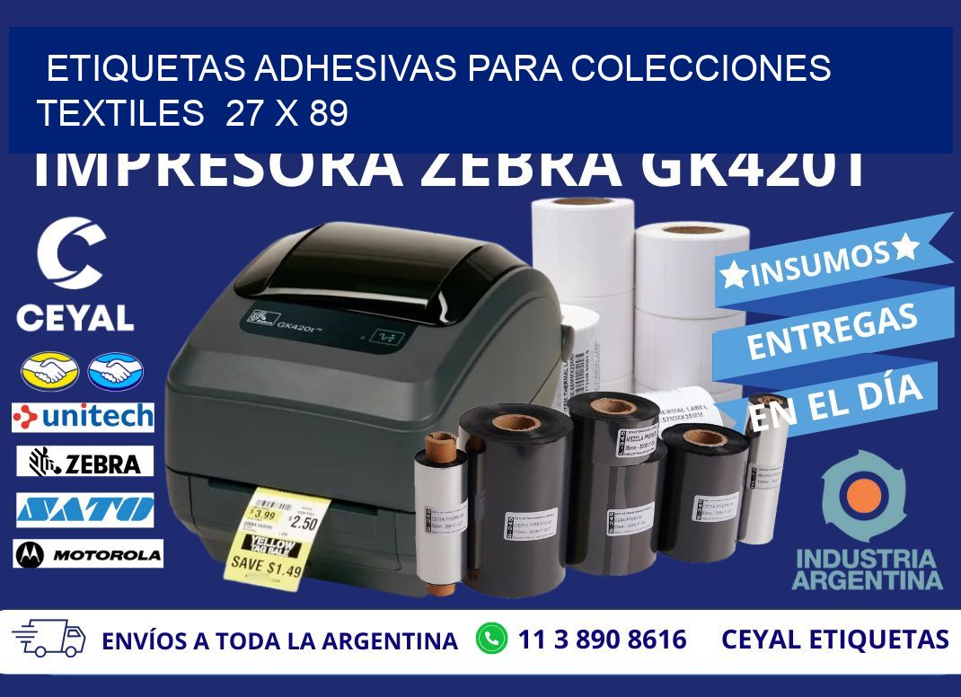 ETIQUETAS ADHESIVAS PARA COLECCIONES TEXTILES  27 x 89
