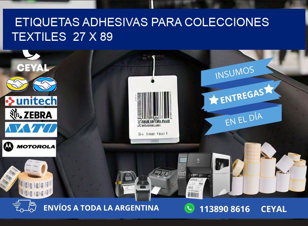 ETIQUETAS ADHESIVAS PARA COLECCIONES TEXTILES  27 x 89