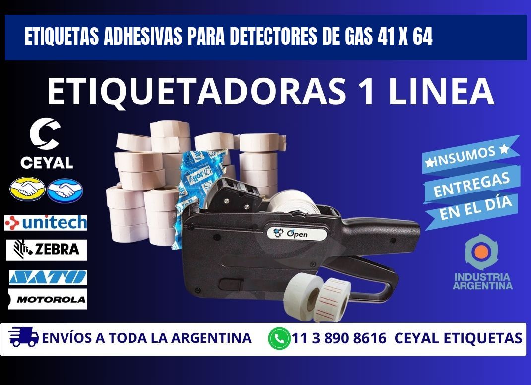 ETIQUETAS ADHESIVAS PARA DETECTORES DE GAS 41 x 64