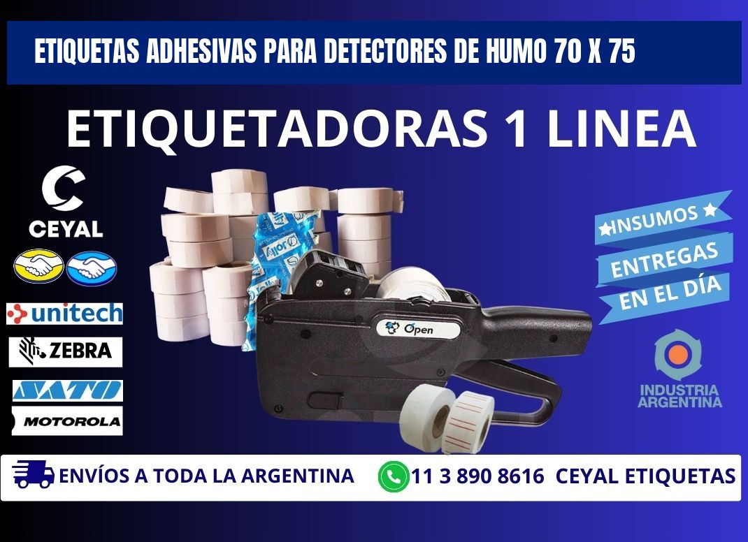 ETIQUETAS ADHESIVAS PARA DETECTORES DE HUMO 70 x 75