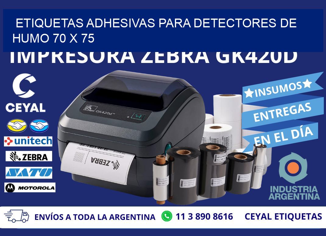 ETIQUETAS ADHESIVAS PARA DETECTORES DE HUMO 70 x 75