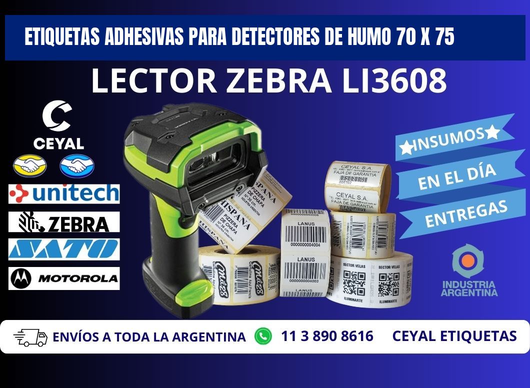 ETIQUETAS ADHESIVAS PARA DETECTORES DE HUMO 70 x 75