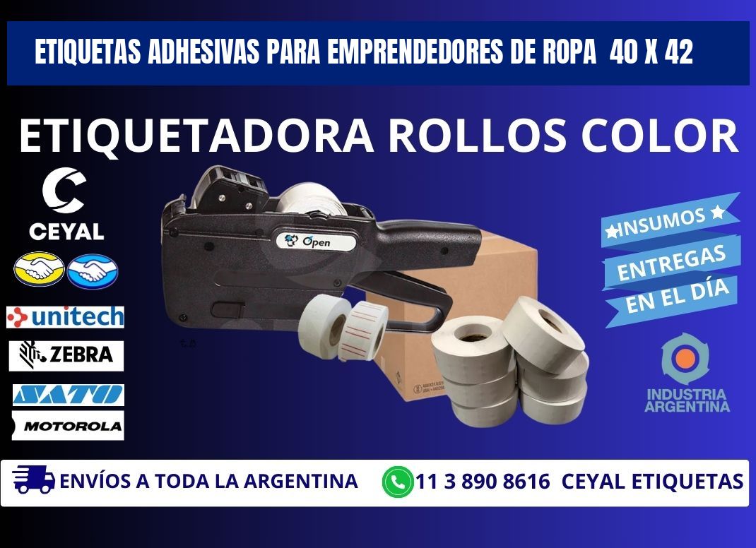 ETIQUETAS ADHESIVAS PARA EMPRENDEDORES DE ROPA  40 x 42