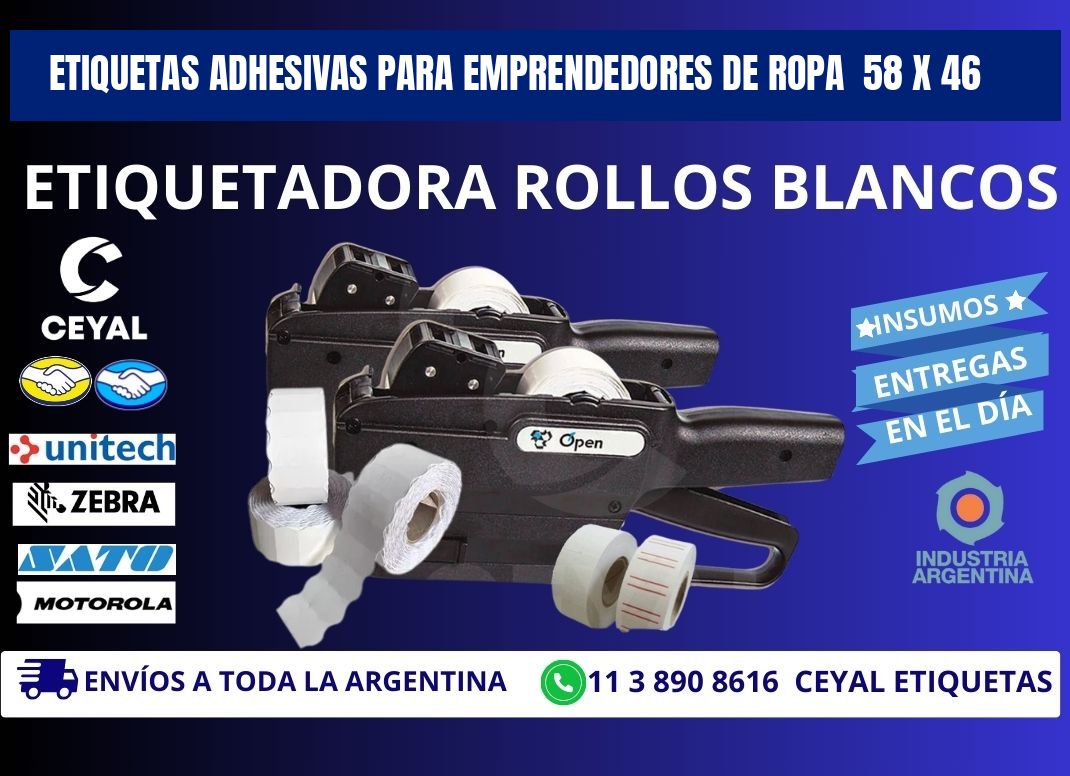 ETIQUETAS ADHESIVAS PARA EMPRENDEDORES DE ROPA  58 x 46