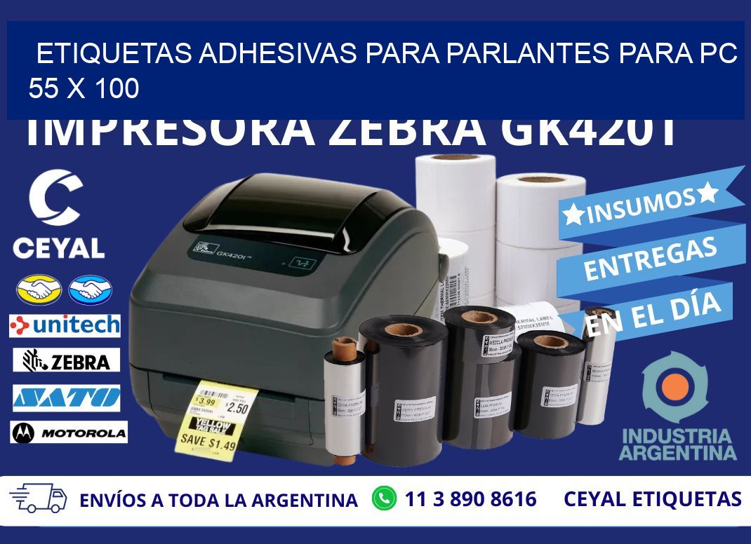 ETIQUETAS ADHESIVAS PARA PARLANTES PARA PC 55 x 100
