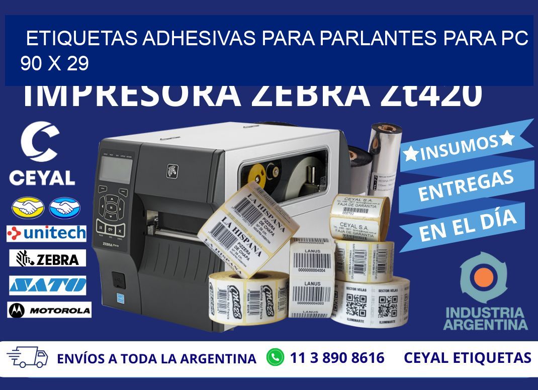 ETIQUETAS ADHESIVAS PARA PARLANTES PARA PC 90 x 29