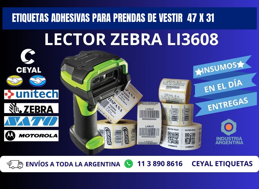 ETIQUETAS ADHESIVAS PARA PRENDAS DE VESTIR  47 x 31