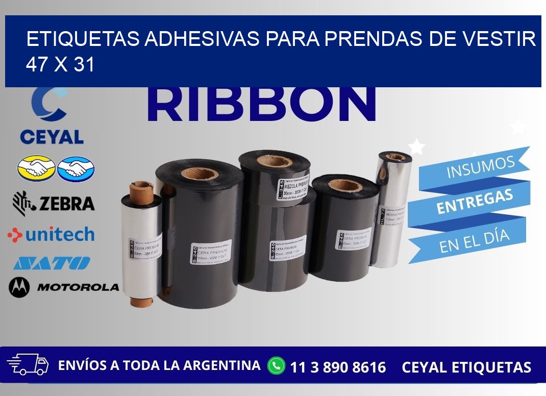 ETIQUETAS ADHESIVAS PARA PRENDAS DE VESTIR  47 x 31