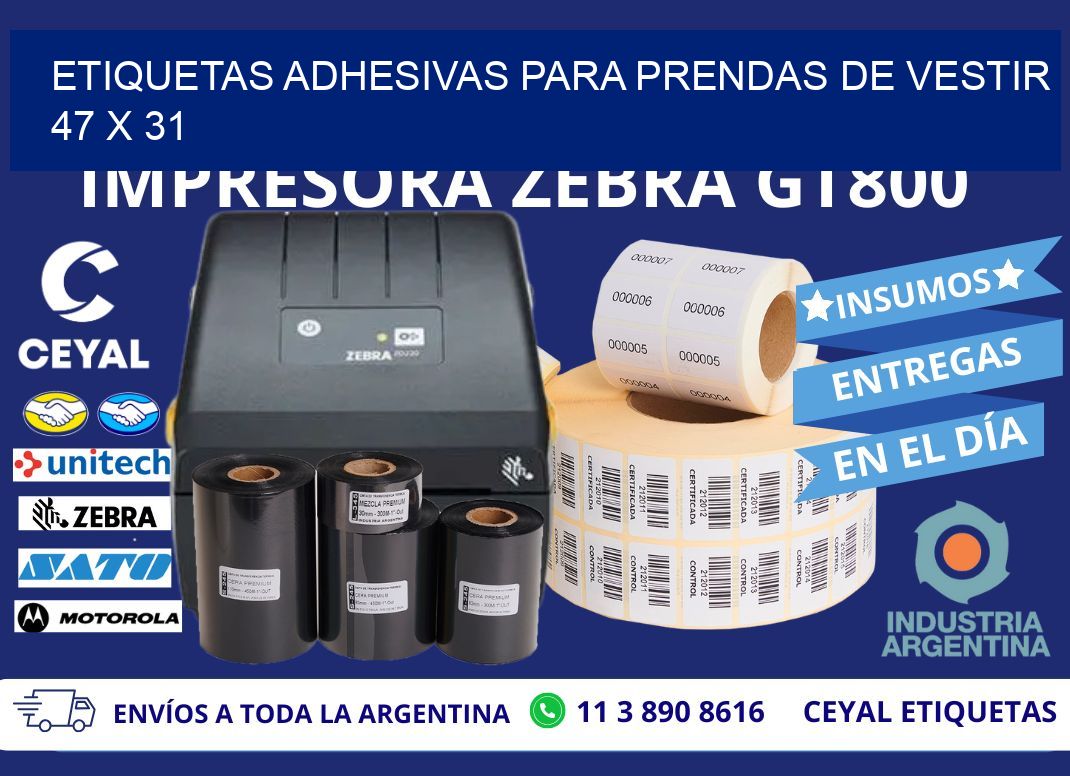 ETIQUETAS ADHESIVAS PARA PRENDAS DE VESTIR  47 x 31