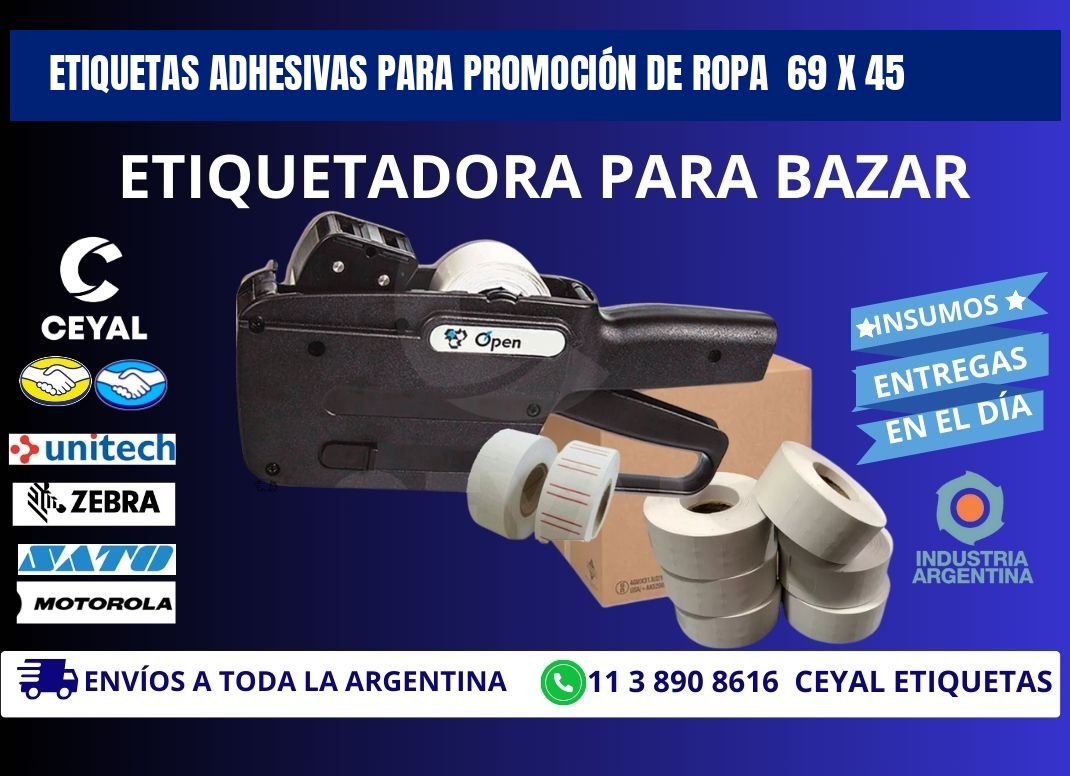 ETIQUETAS ADHESIVAS PARA PROMOCIÓN DE ROPA  69 x 45