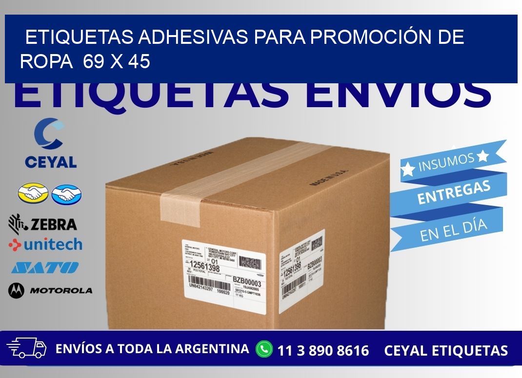 ETIQUETAS ADHESIVAS PARA PROMOCIÓN DE ROPA  69 x 45