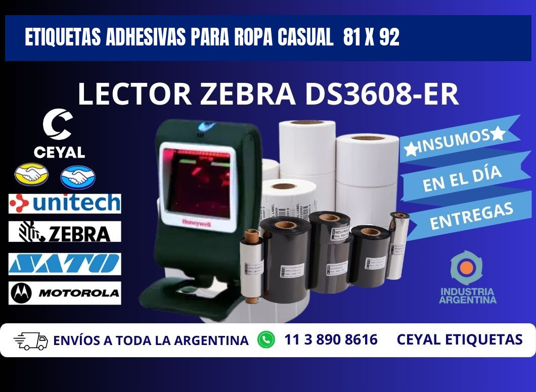 ETIQUETAS ADHESIVAS PARA ROPA CASUAL  81 x 92