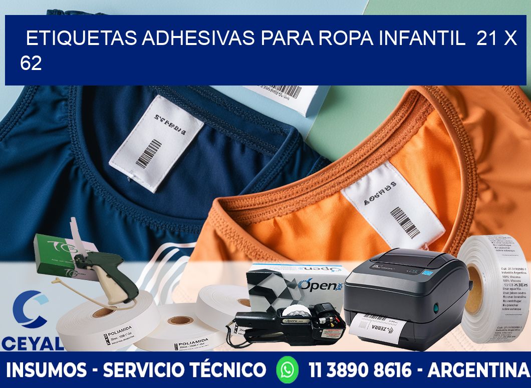 ETIQUETAS ADHESIVAS PARA ROPA INFANTIL  21 x 62