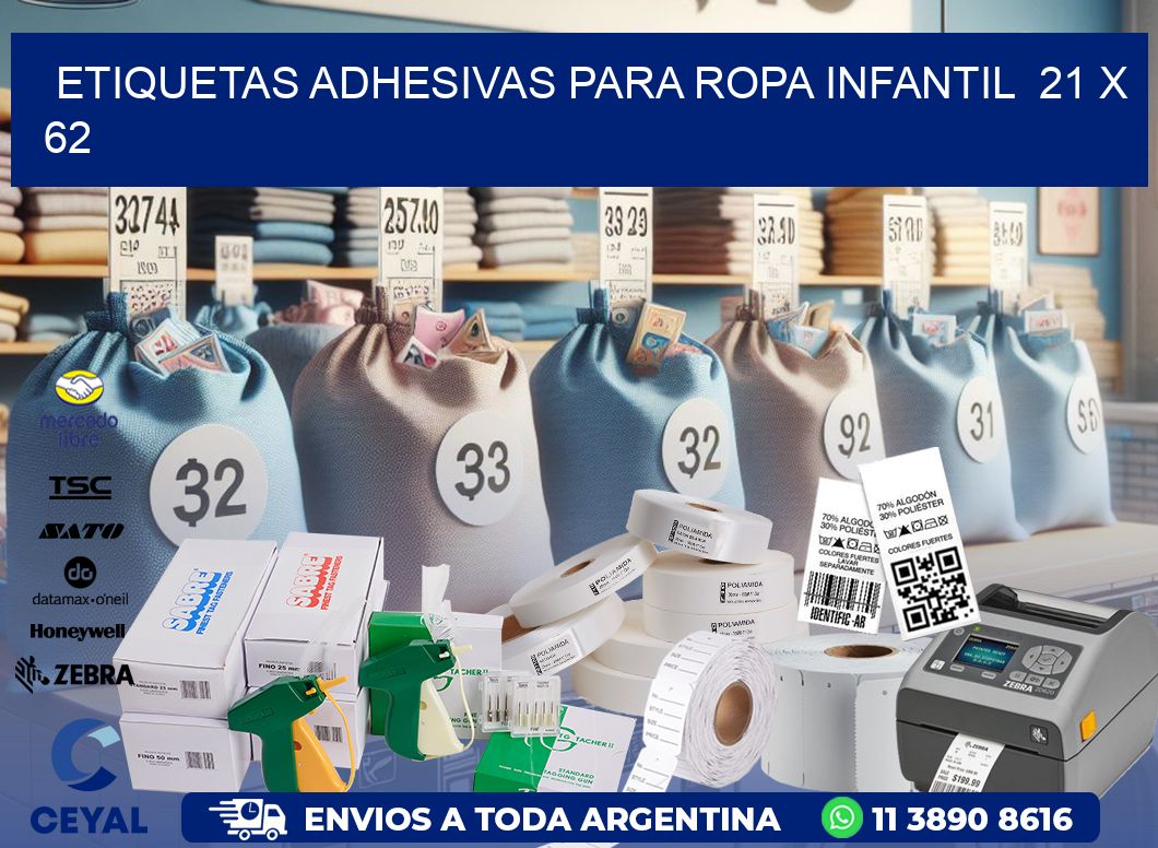 ETIQUETAS ADHESIVAS PARA ROPA INFANTIL  21 x 62