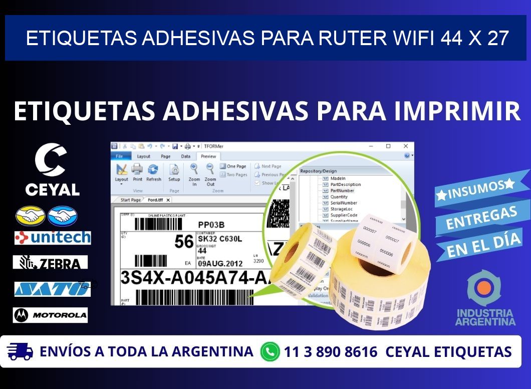 ETIQUETAS ADHESIVAS PARA RUTER WIFI 44 x 27