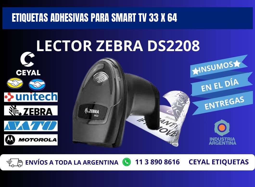 ETIQUETAS ADHESIVAS PARA SMART TV 33 x 64