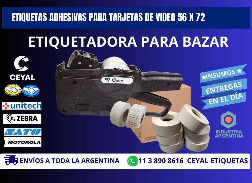 ETIQUETAS ADHESIVAS PARA TARJETAS DE VIDEO 56 x 72