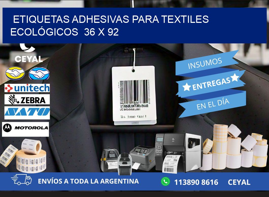 ETIQUETAS ADHESIVAS PARA TEXTILES ECOLÓGICOS  36 x 92