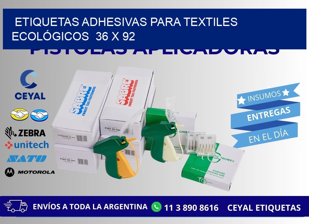 ETIQUETAS ADHESIVAS PARA TEXTILES ECOLÓGICOS  36 x 92