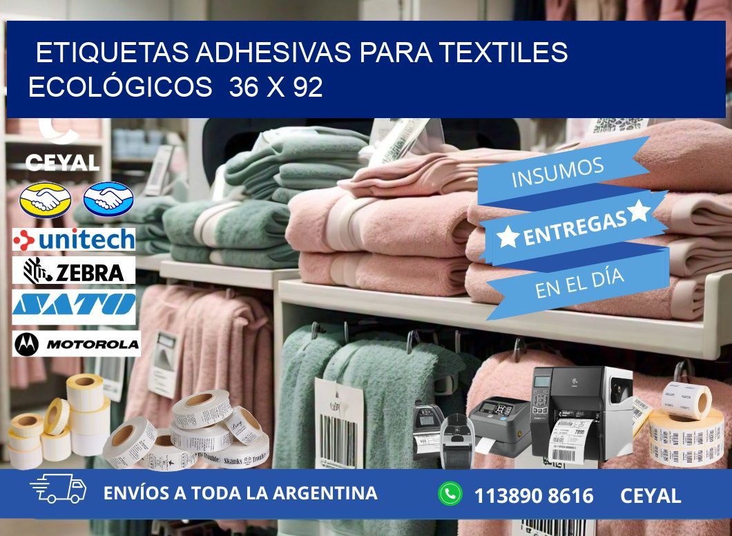 ETIQUETAS ADHESIVAS PARA TEXTILES ECOLÓGICOS  36 x 92