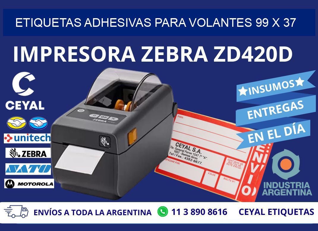 ETIQUETAS ADHESIVAS PARA VOLANTES 99 x 37