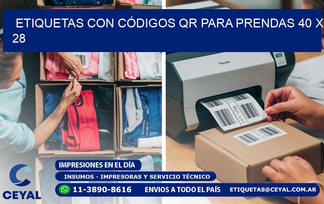 ETIQUETAS CON CÓDIGOS QR PARA PRENDAS 40 x 28