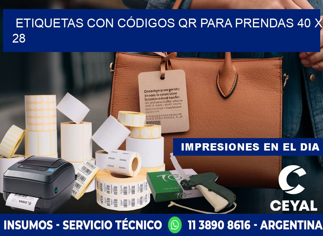 ETIQUETAS CON CÓDIGOS QR PARA PRENDAS 40 x 28