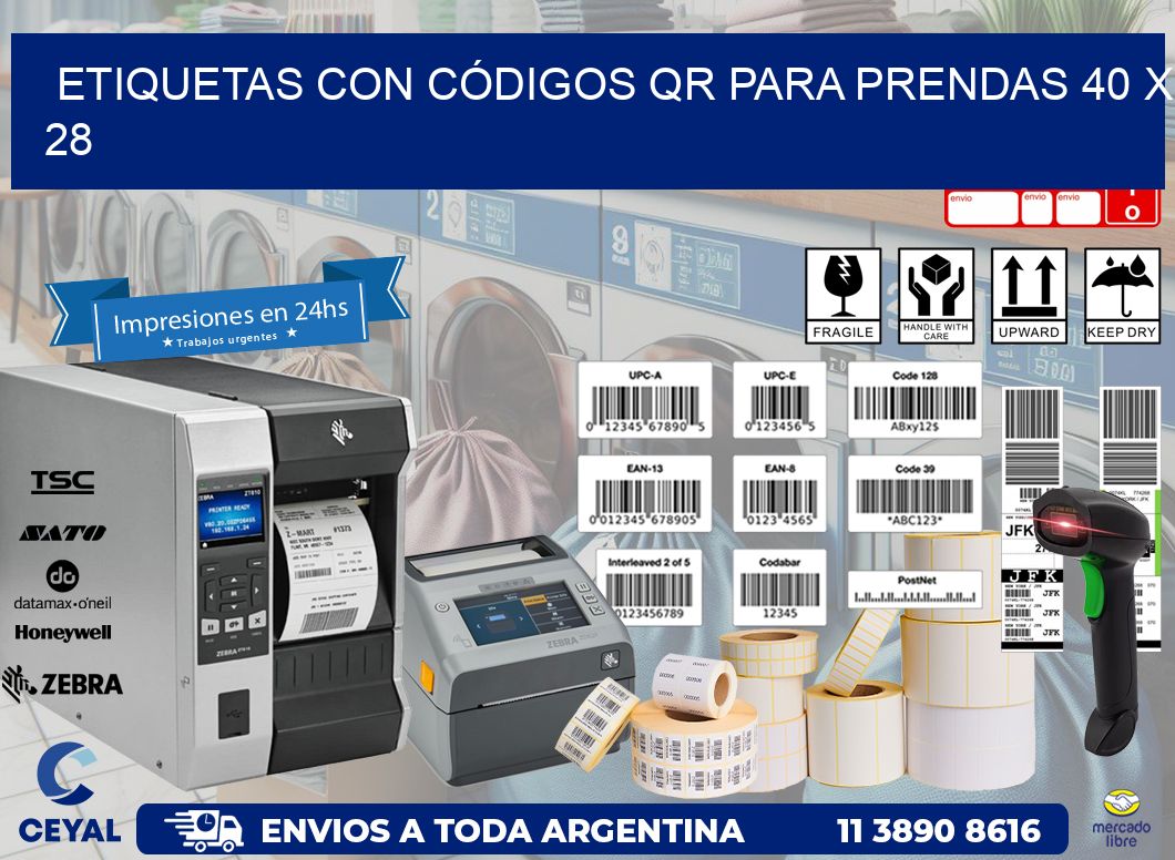 ETIQUETAS CON CÓDIGOS QR PARA PRENDAS 40 x 28