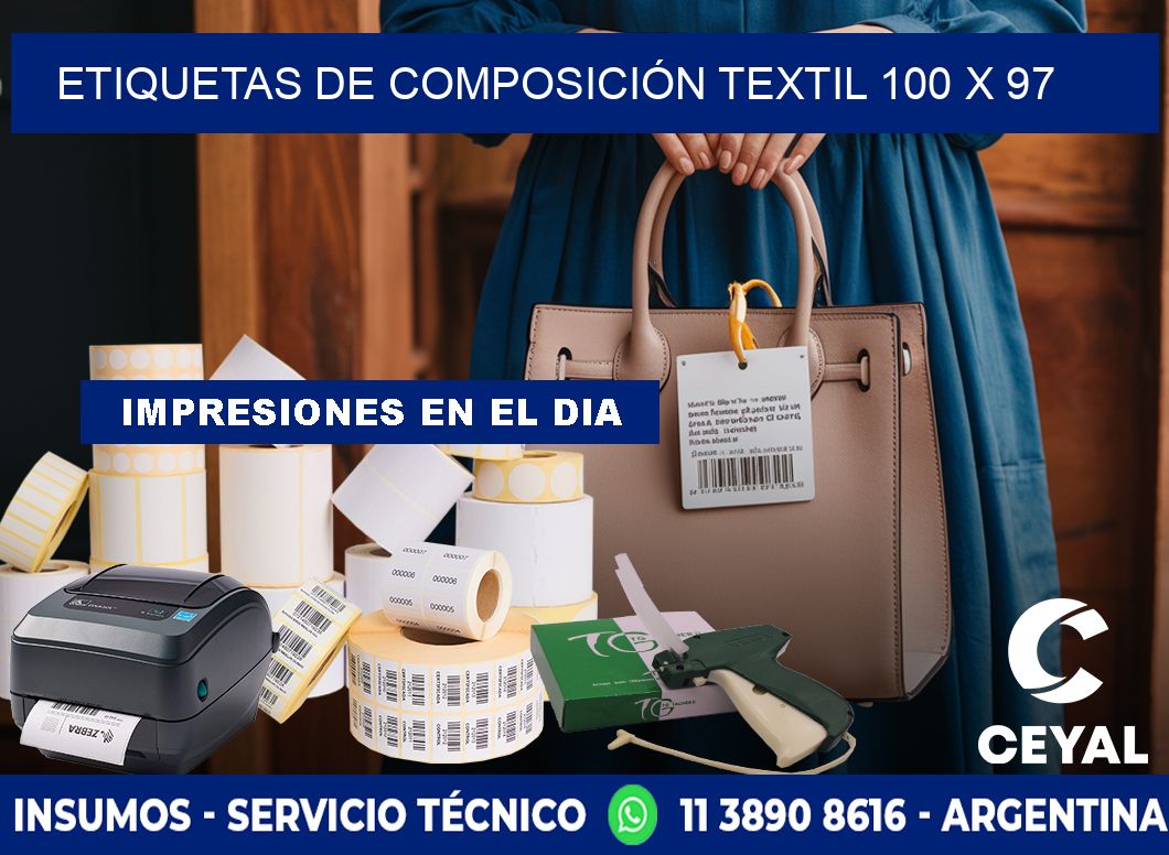 ETIQUETAS DE COMPOSICIÓN TEXTIL 100 x 97