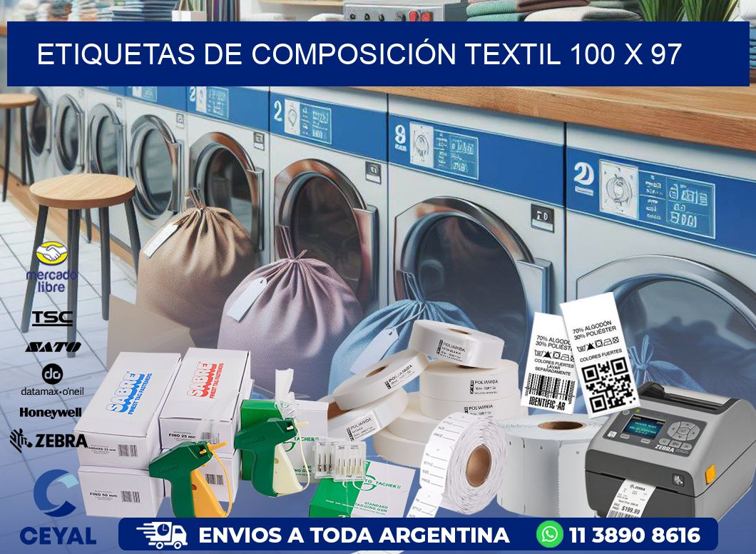 ETIQUETAS DE COMPOSICIÓN TEXTIL 100 x 97