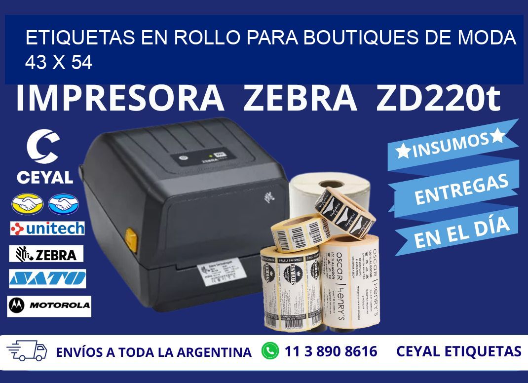 ETIQUETAS EN ROLLO PARA BOUTIQUES DE MODA  43 x 54