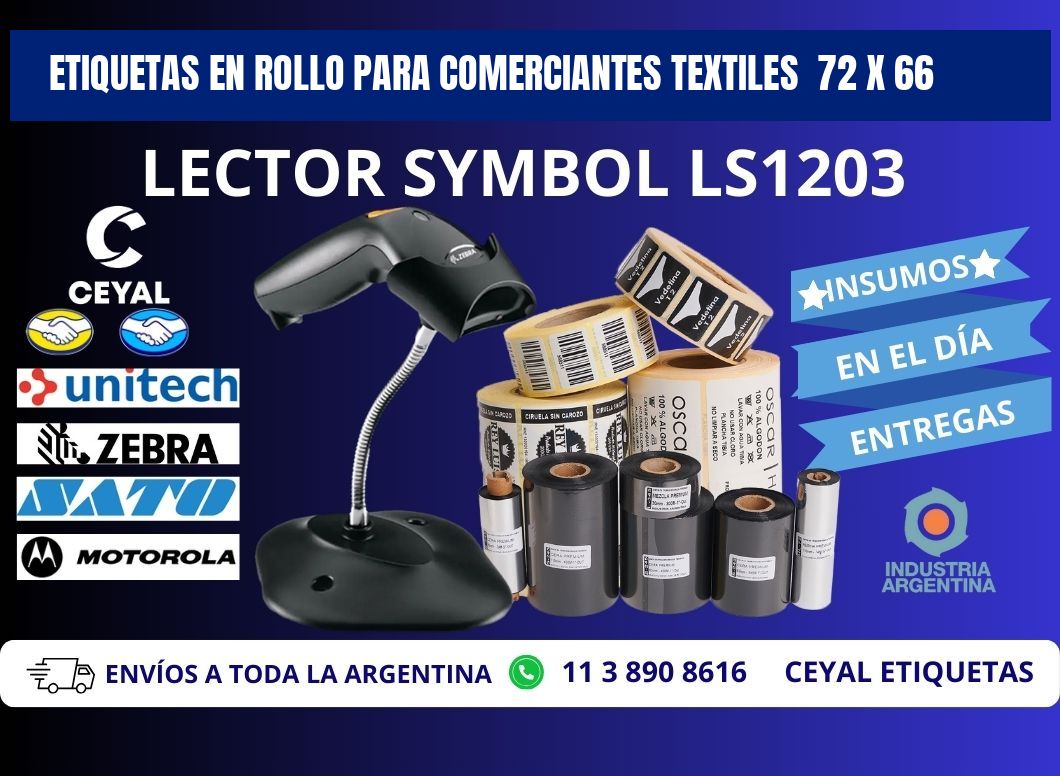 ETIQUETAS EN ROLLO PARA COMERCIANTES TEXTILES  72 x 66