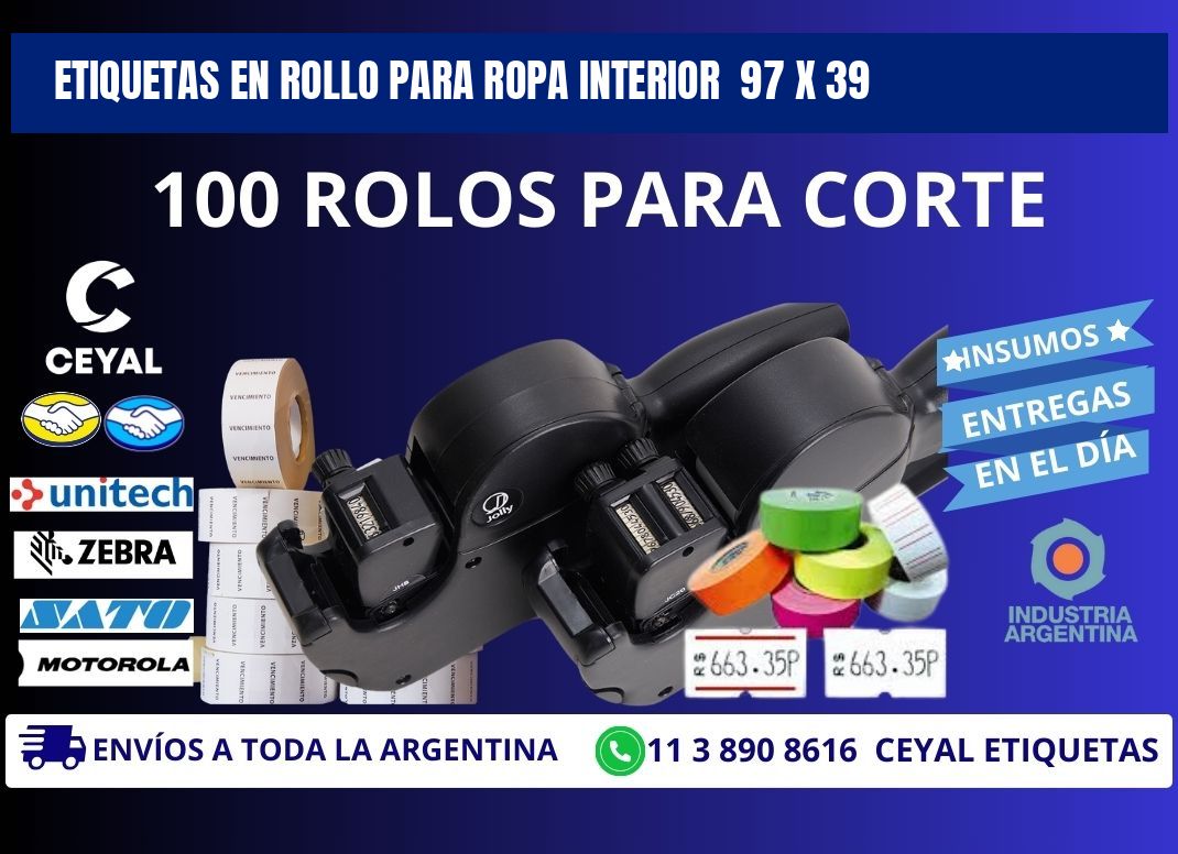 ETIQUETAS EN ROLLO PARA ROPA INTERIOR  97 x 39