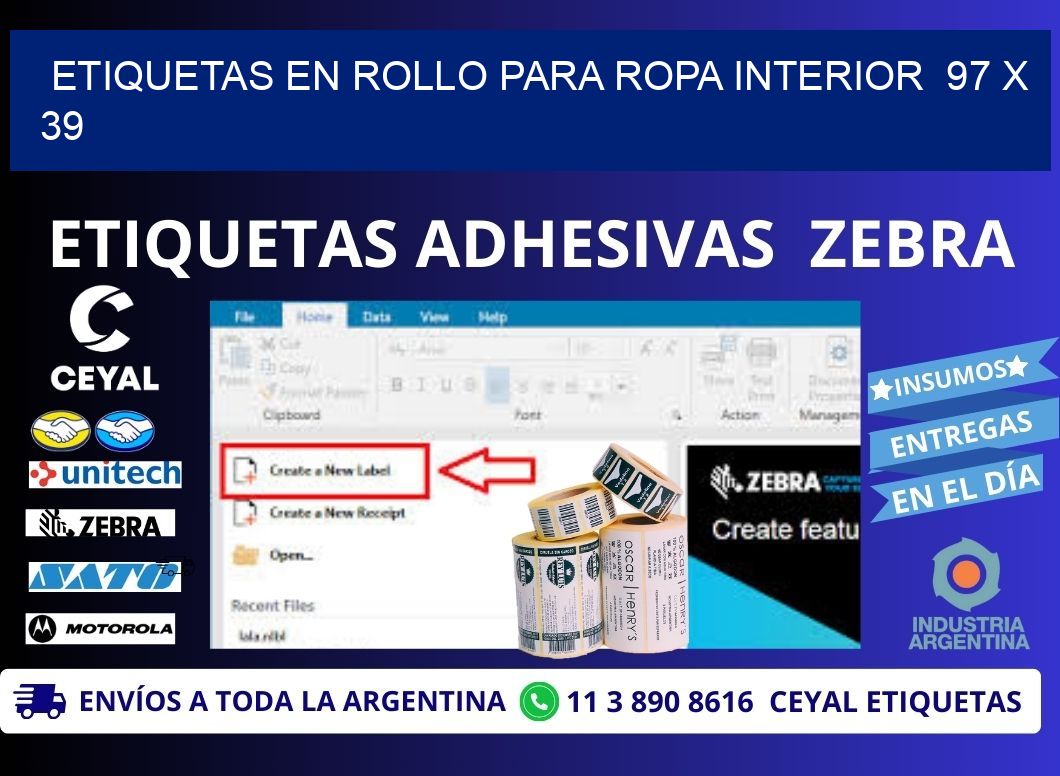 ETIQUETAS EN ROLLO PARA ROPA INTERIOR  97 x 39