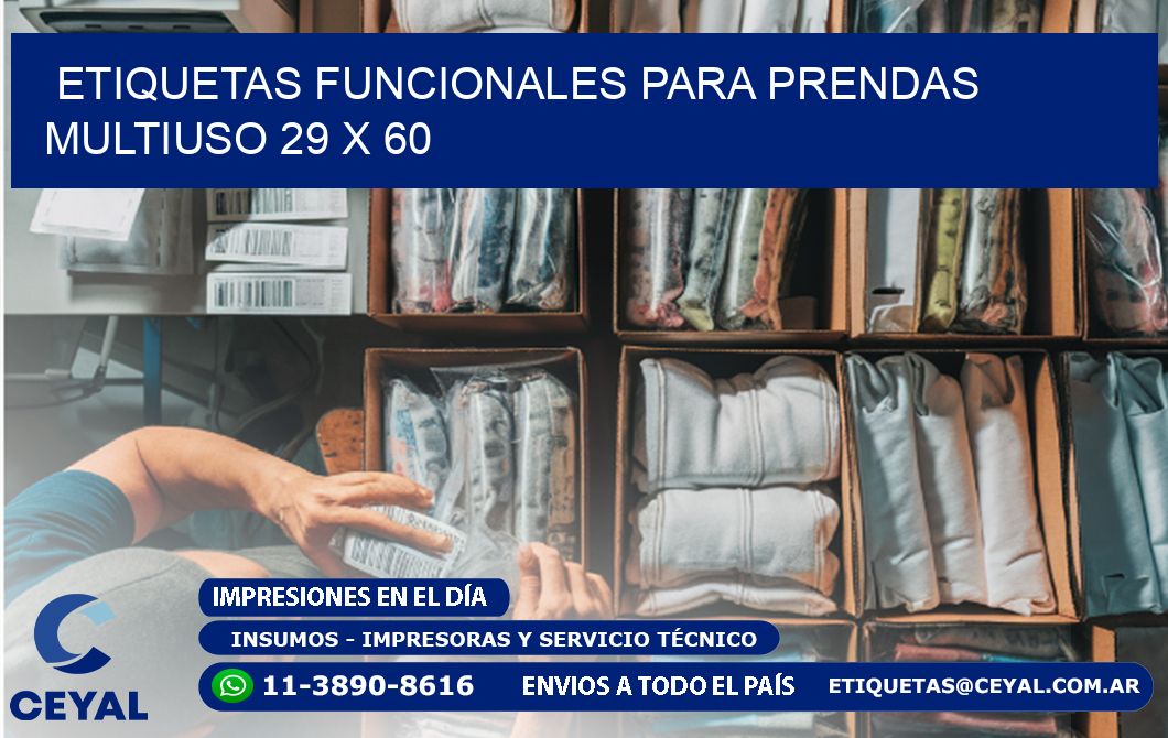 ETIQUETAS FUNCIONALES PARA PRENDAS MULTIUSO 29 x 60