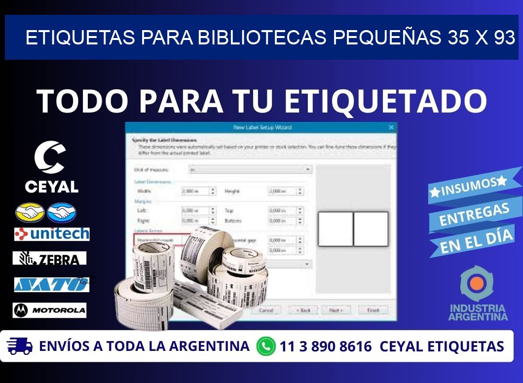 ETIQUETAS PARA BIBLIOTECAS PEQUEÑAS 35 x 93