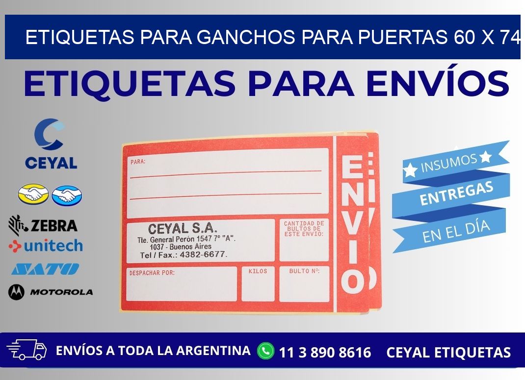 ETIQUETAS PARA GANCHOS PARA PUERTAS 60 x 74