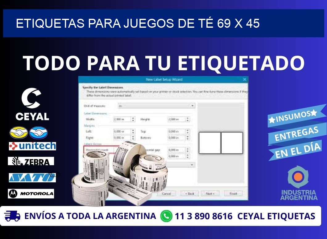 ETIQUETAS PARA JUEGOS DE TÉ 69 x 45