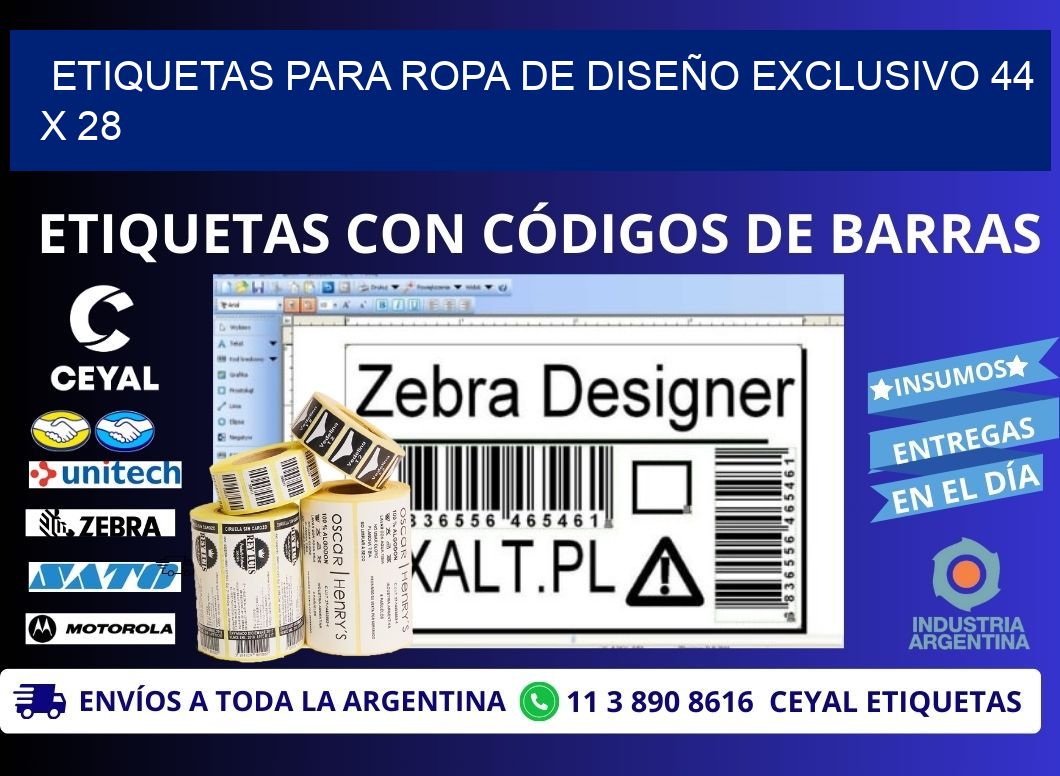 ETIQUETAS PARA ROPA DE DISEÑO EXCLUSIVO 44 x 28