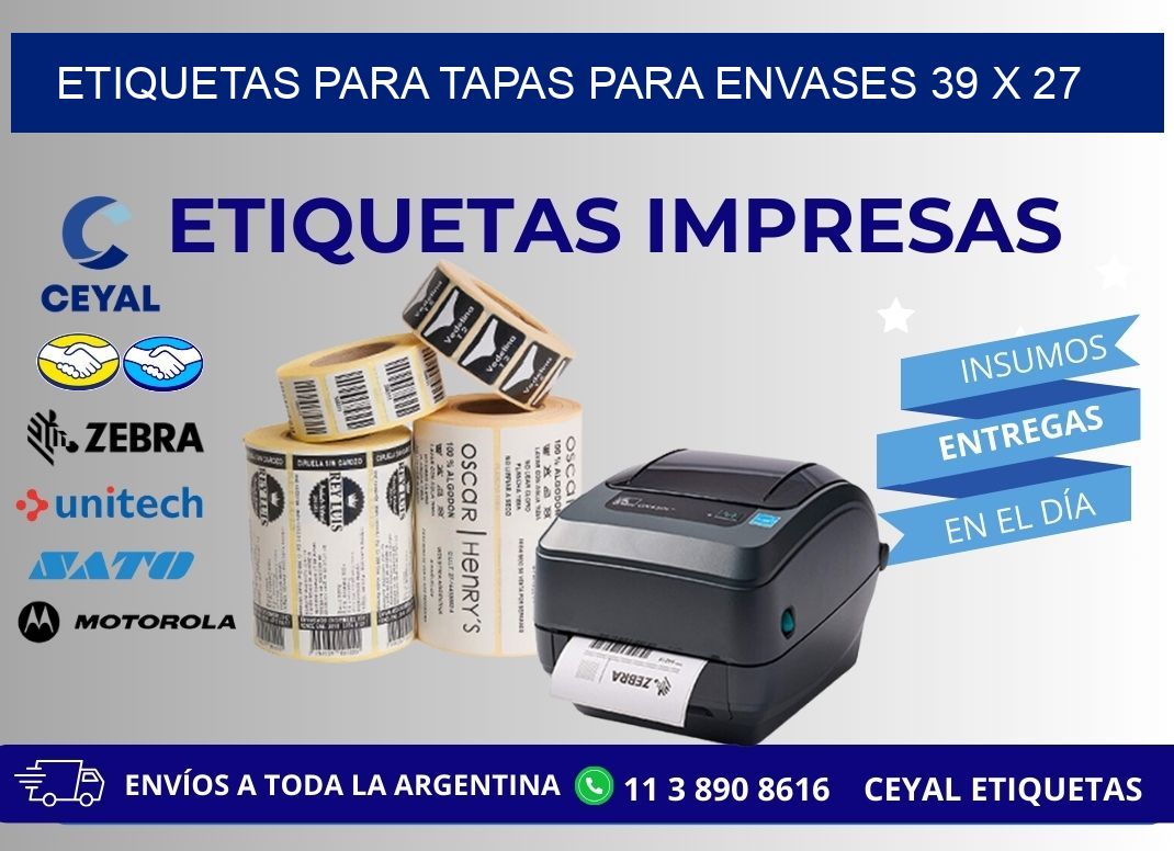 ETIQUETAS PARA TAPAS PARA ENVASES 39 x 27