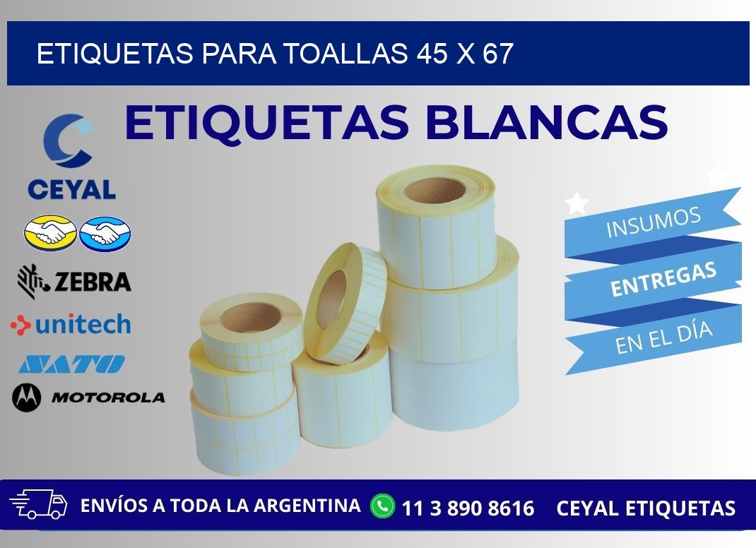 ETIQUETAS PARA TOALLAS 45 x 67