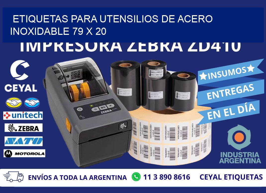 ETIQUETAS PARA UTENSILIOS DE ACERO INOXIDABLE 79 x 20