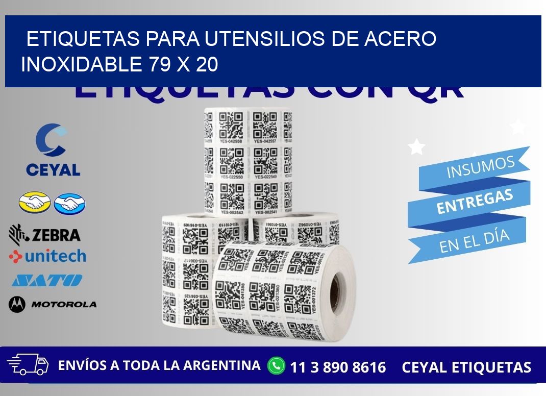 ETIQUETAS PARA UTENSILIOS DE ACERO INOXIDABLE 79 x 20