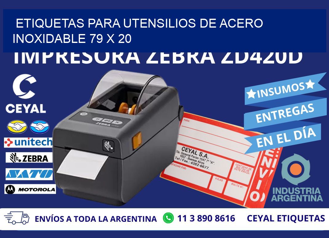 ETIQUETAS PARA UTENSILIOS DE ACERO INOXIDABLE 79 x 20
