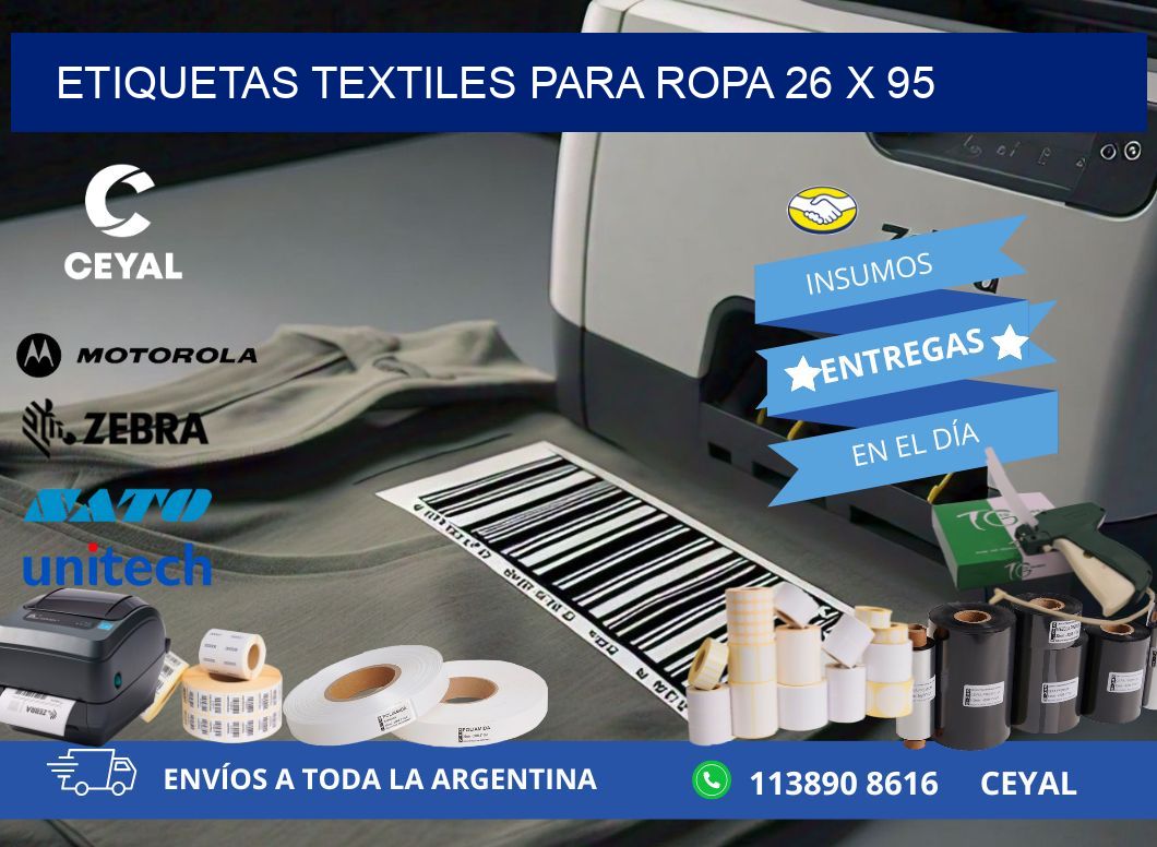 ETIQUETAS TEXTILES PARA ROPA 26 x 95