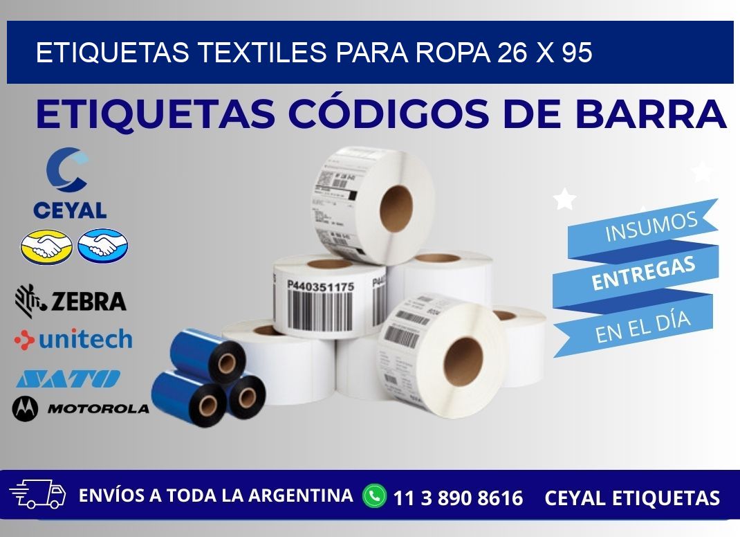 ETIQUETAS TEXTILES PARA ROPA 26 x 95