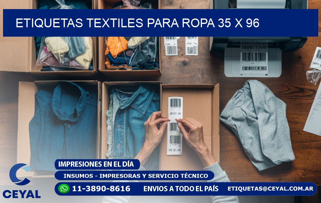 ETIQUETAS TEXTILES PARA ROPA 35 x 96