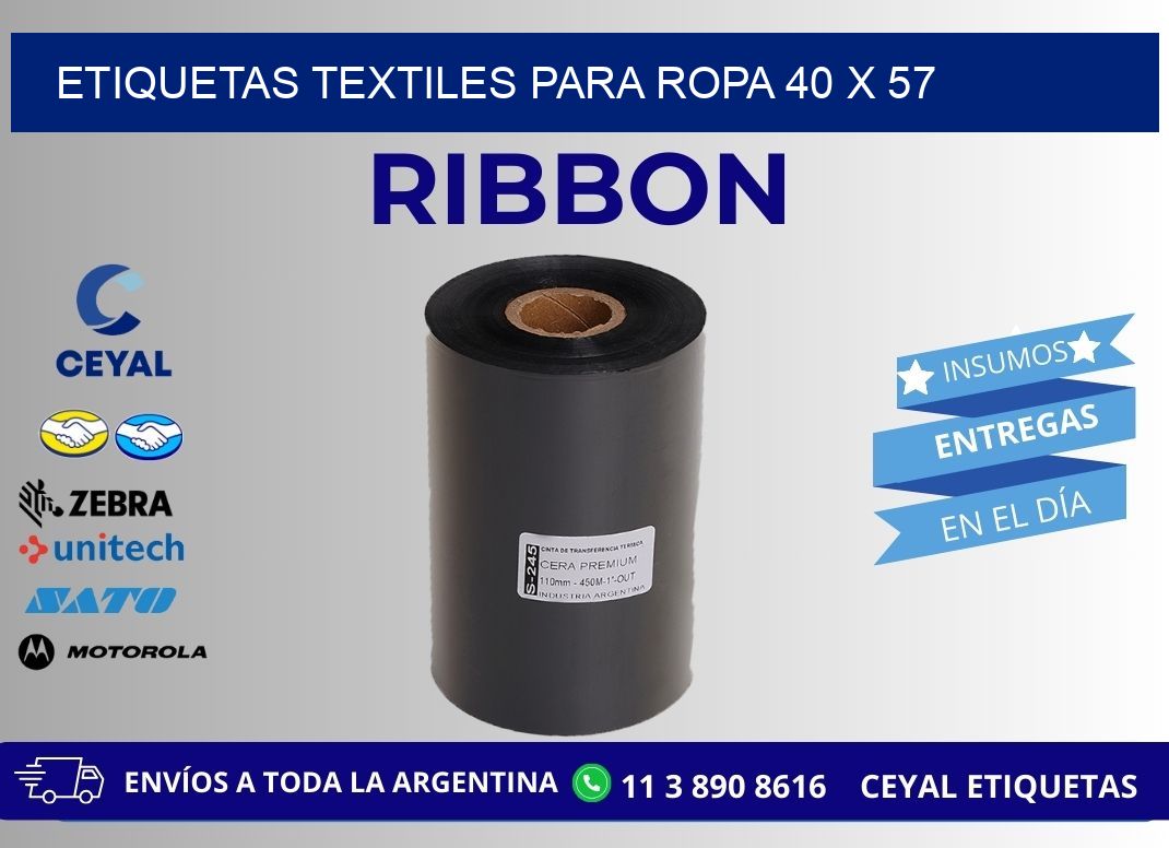 ETIQUETAS TEXTILES PARA ROPA 40 x 57